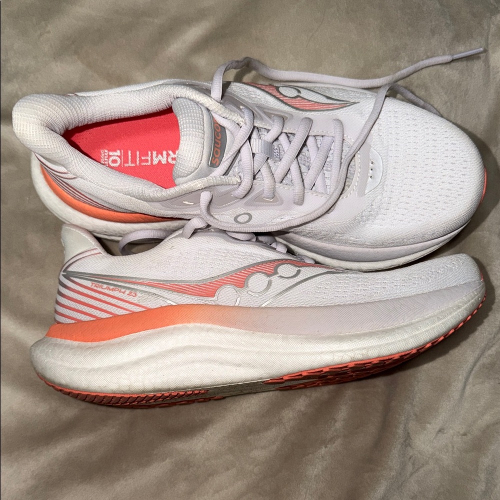 Saucony Women's White and Coral Sneakers